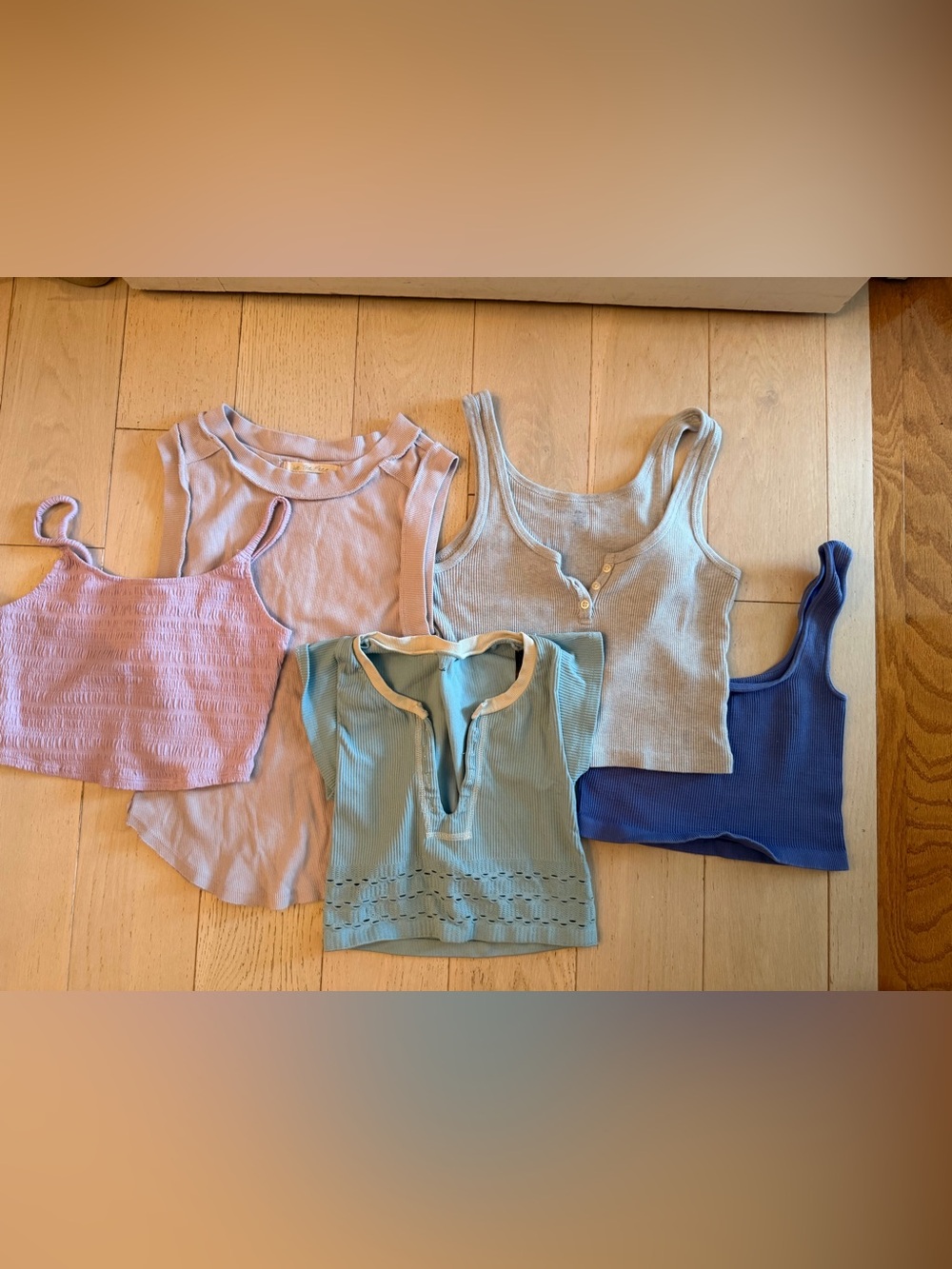 Girls Mixed Ribbed & Knit Tank Top Set - Lavender, Light Blue, Gray, Navy